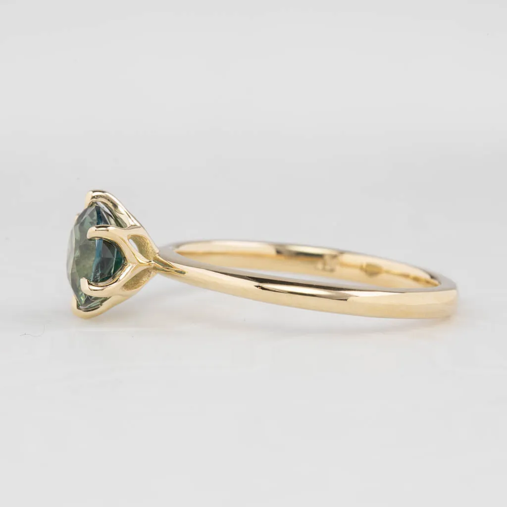 Floryn Ring 1.62ct Light Blue Green Madagascar Sapphire, 14K Yellow Gold (One of a kind)