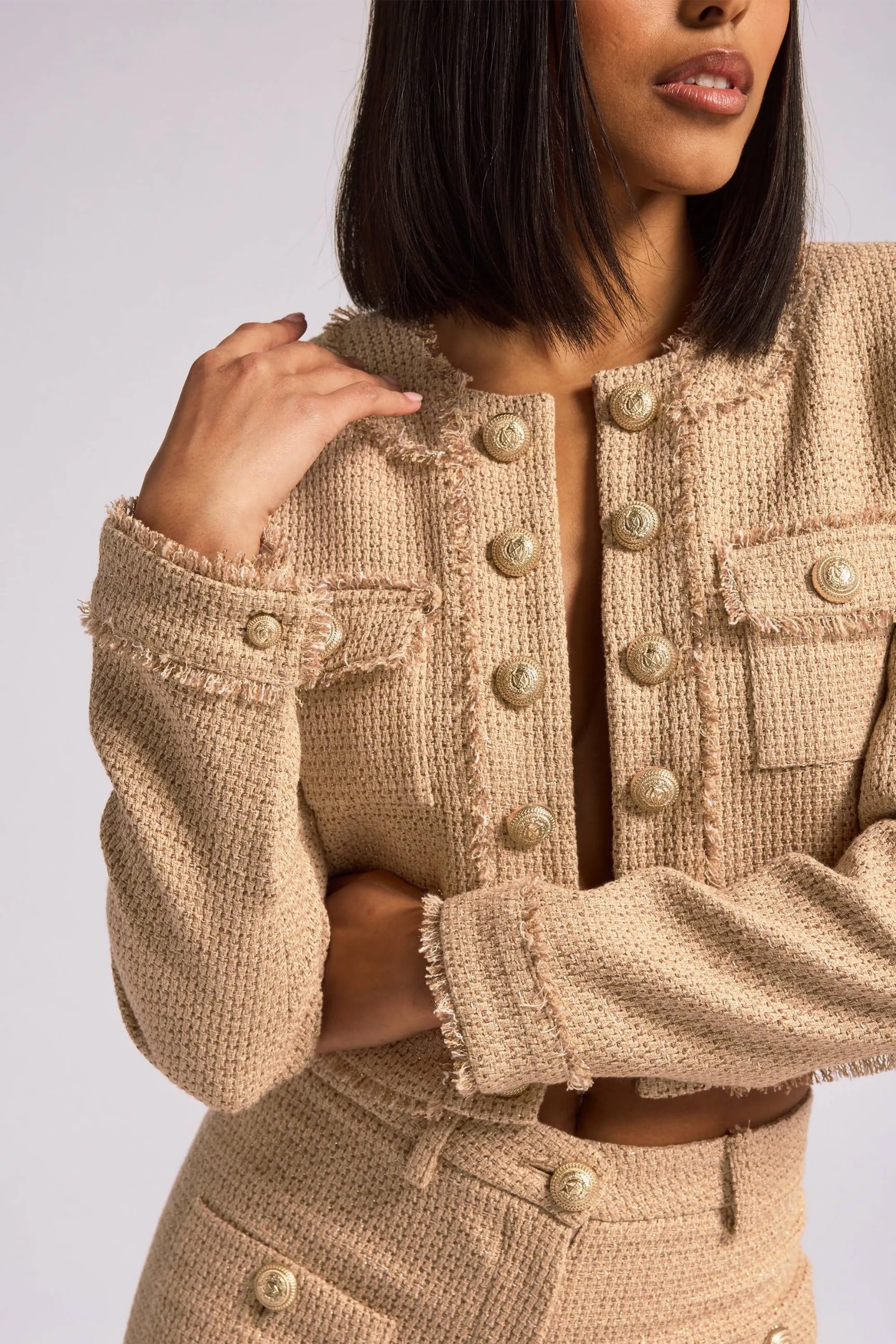 Generation Love Venus Tweed Blazer Taupe