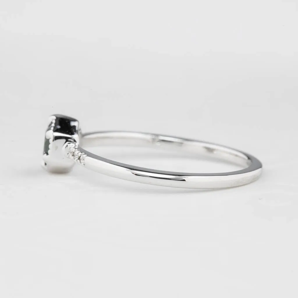 Grace Ring 4.5mm 0.40ct Blue Queensland Sapphire 14K White Gold