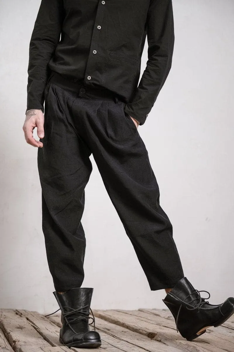 Hannibal | Helm | Herren 3/4 Leinenhose mit weitem Bein in schwarz