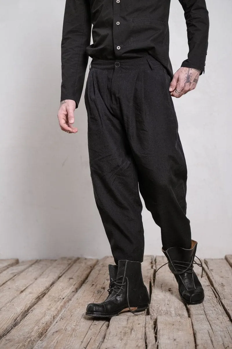 Hannibal | Helm | Herren 3/4 Leinenhose mit weitem Bein in schwarz