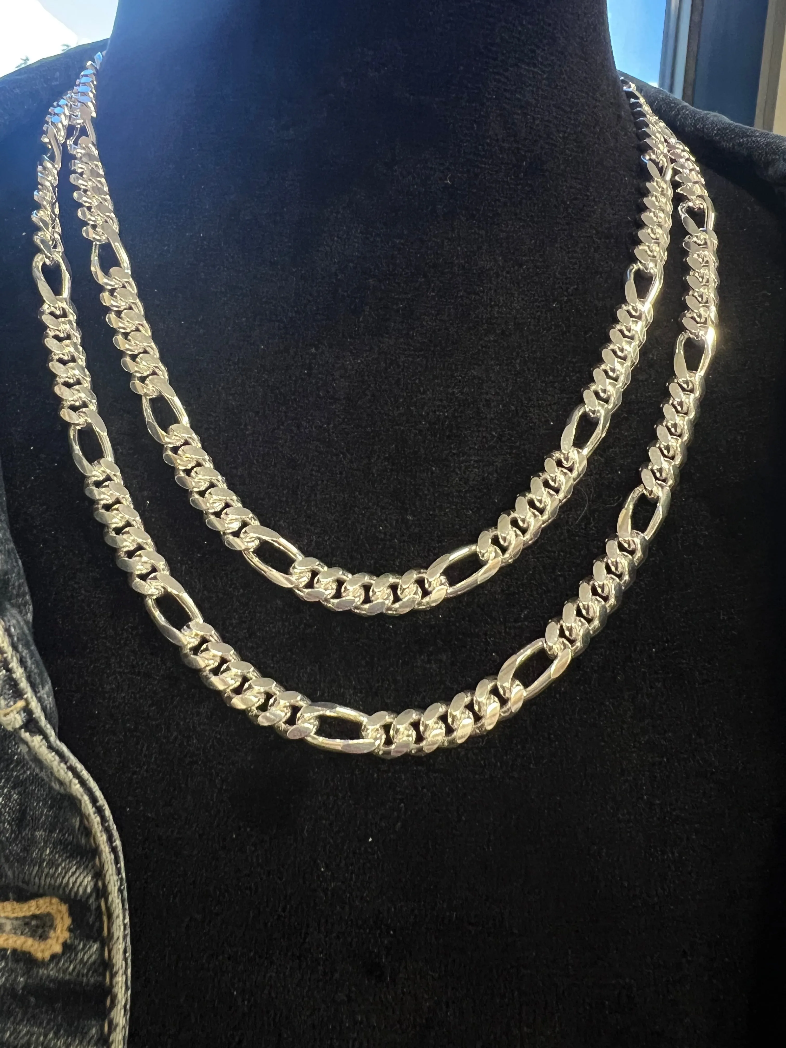 Italian Sterling Silver Men Cuban/Figaro Chain