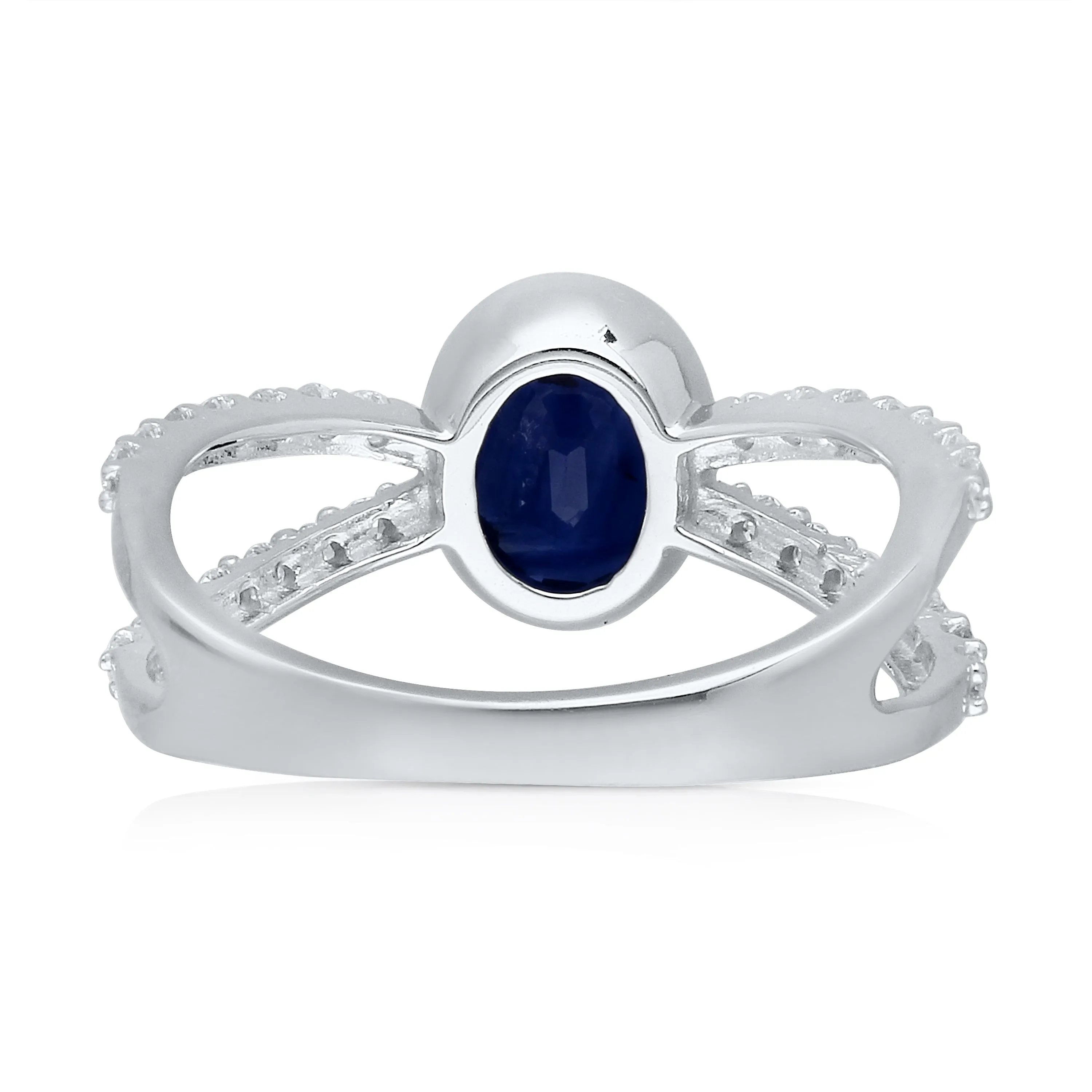 Kallati Heirloom Sapphire & Diamond Engagement Ring in 14K White Gold