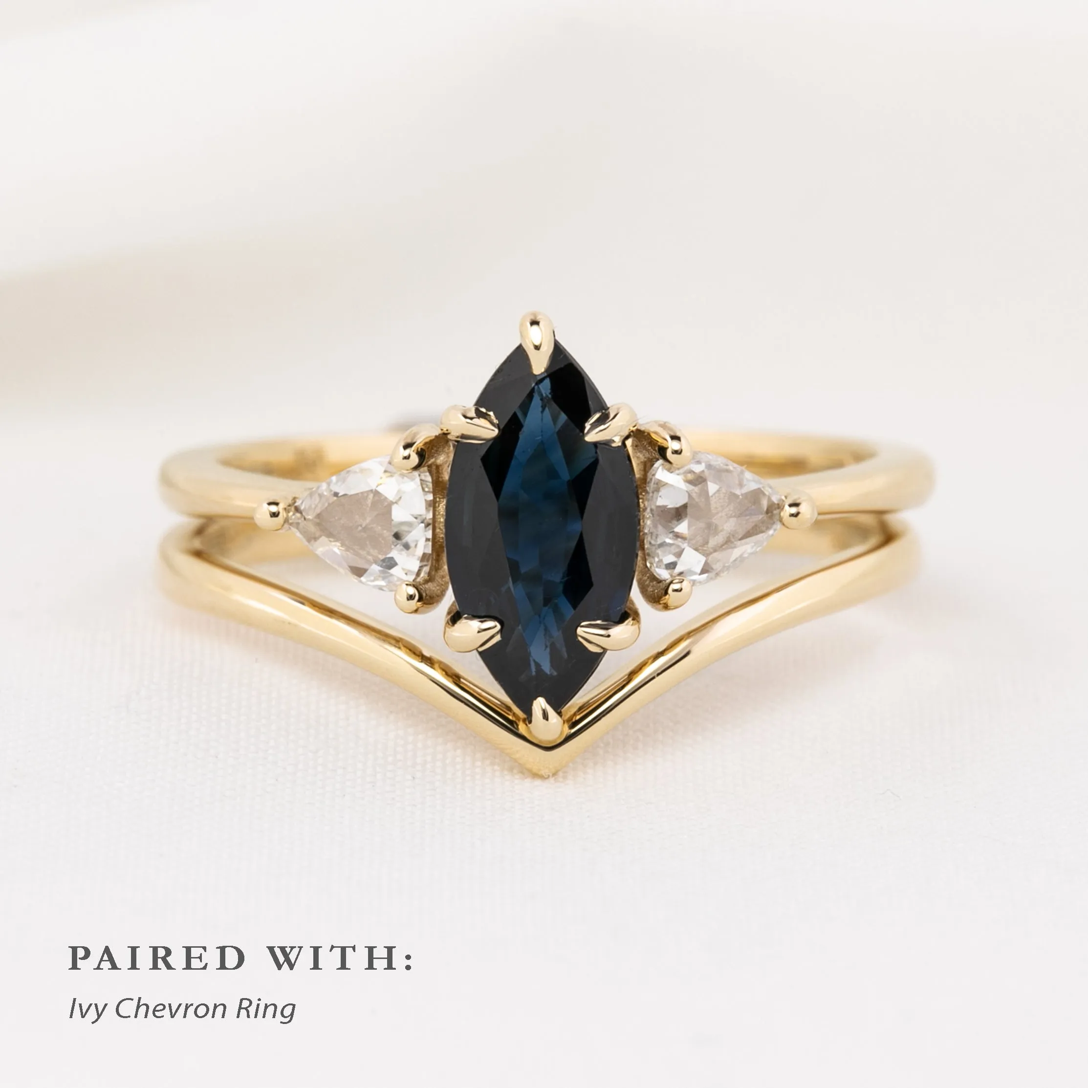 Madison Ring 1.11ct Dark Teal Blue Madagascar Sapphire, 14k Yellow Gold (One of a kind)