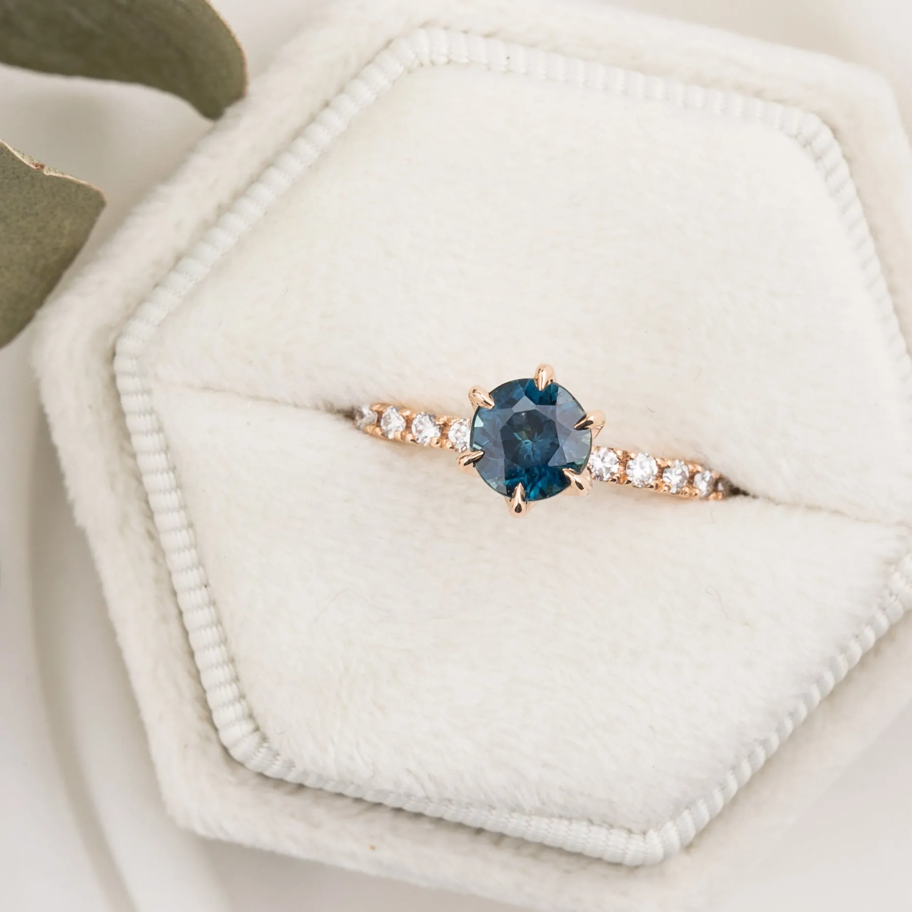 Maria Luxe Ring 1.01ct Deep Teal Blue Montana Sapphire, 14k Rose Gold (One of a kind)