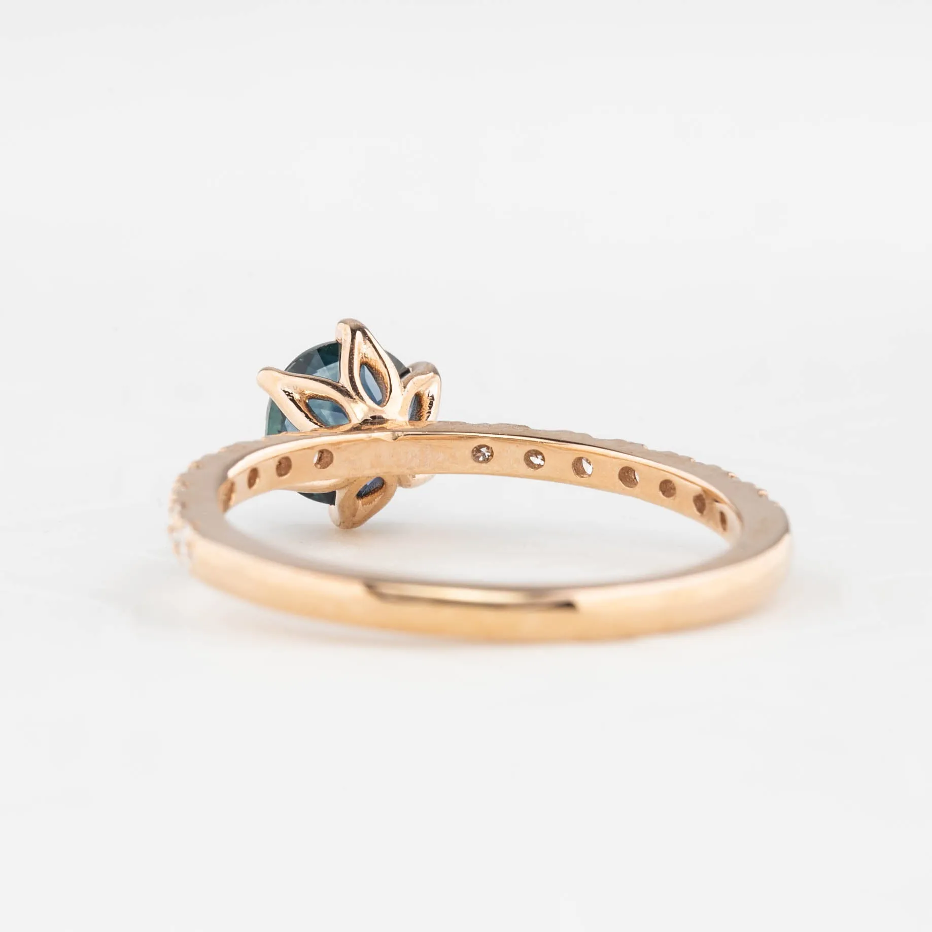 Maria Luxe Ring 1.01ct Deep Teal Blue Montana Sapphire, 14k Rose Gold (One of a kind)