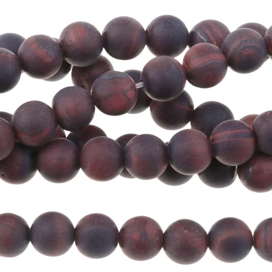 MATTE Red Tiger Eye 6mm Round 15-16 Inch