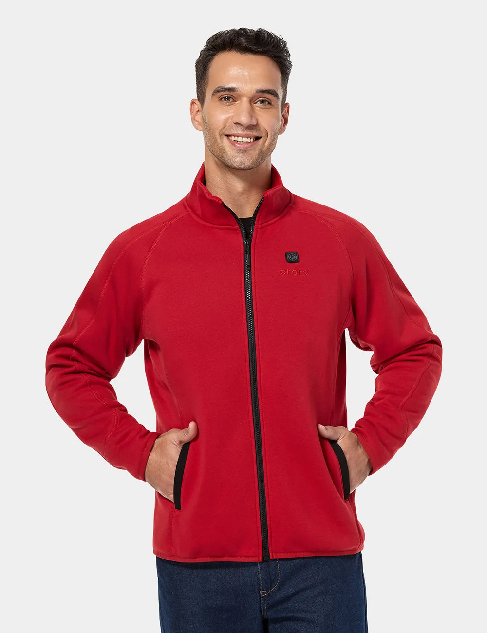 Men's Heated Fleece Jacket - Black/ Army Green/ Red