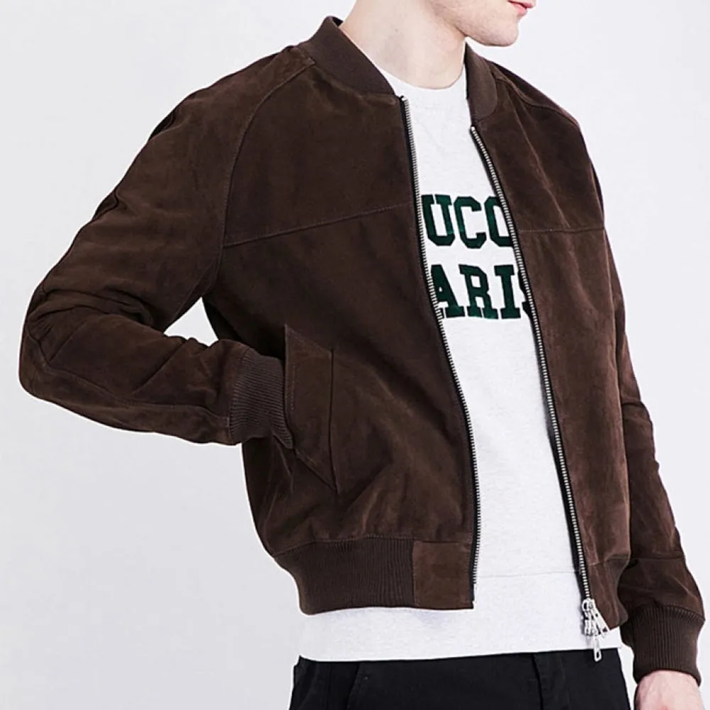 Men's Suede Bomber Jacket - Ethan