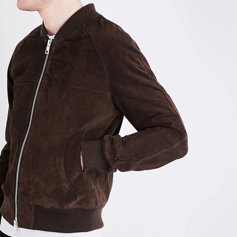 Men's Suede Bomber Jacket - Ethan