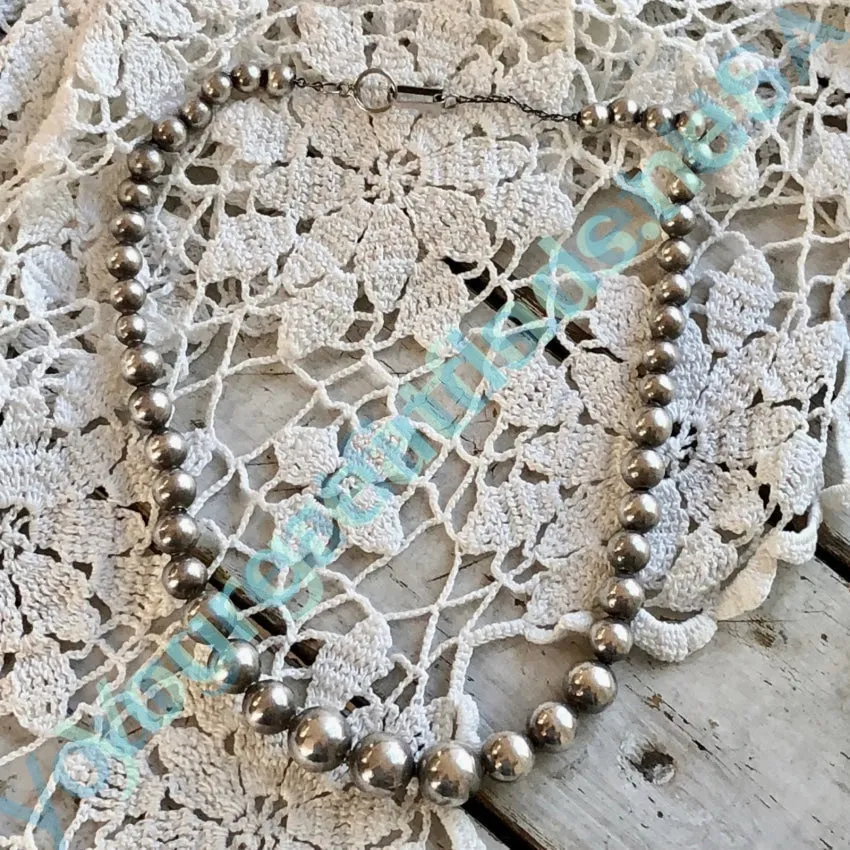 Mexican Sterling Silver Bead "Pearls" Necklace