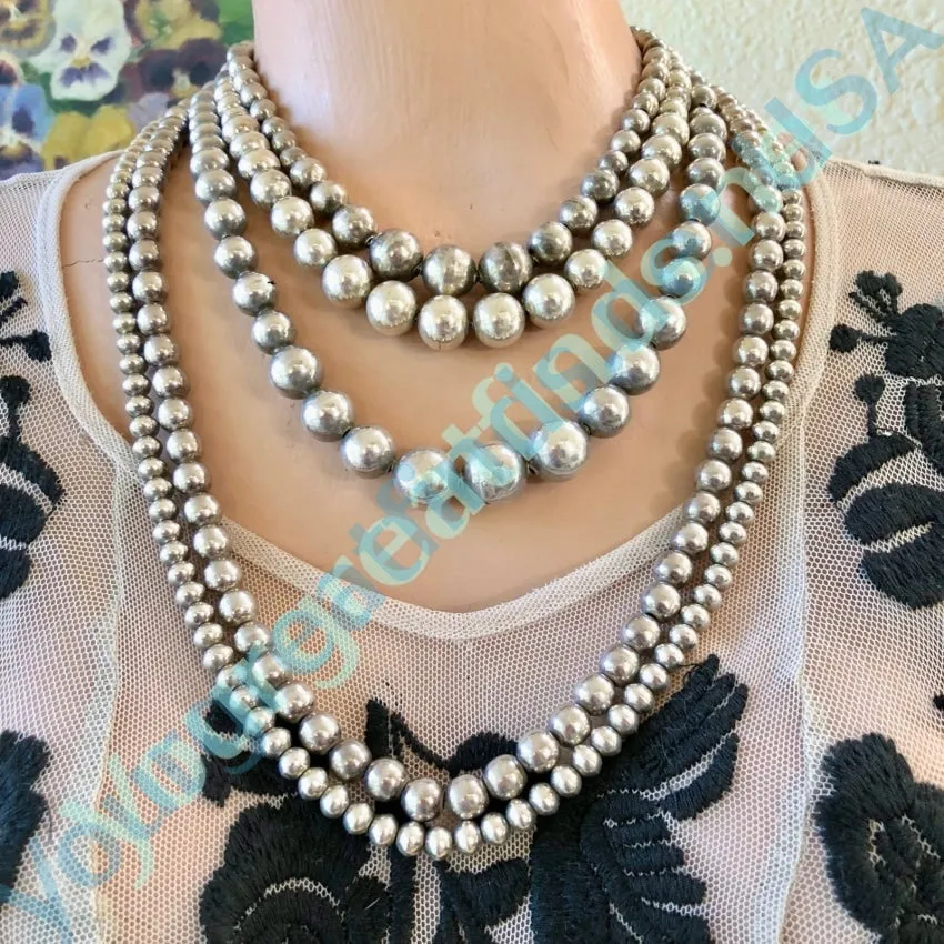 Mexican Sterling Silver Bead "Pearls" Necklace