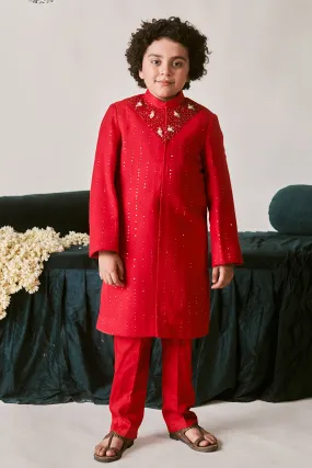 Mirza- Crimson Red Sherwani