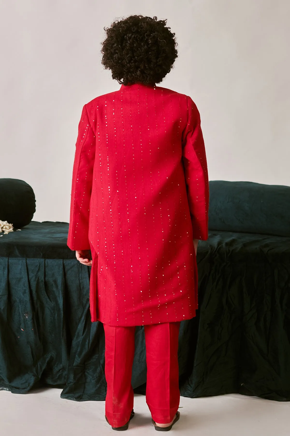 Mirza- Crimson Red Sherwani