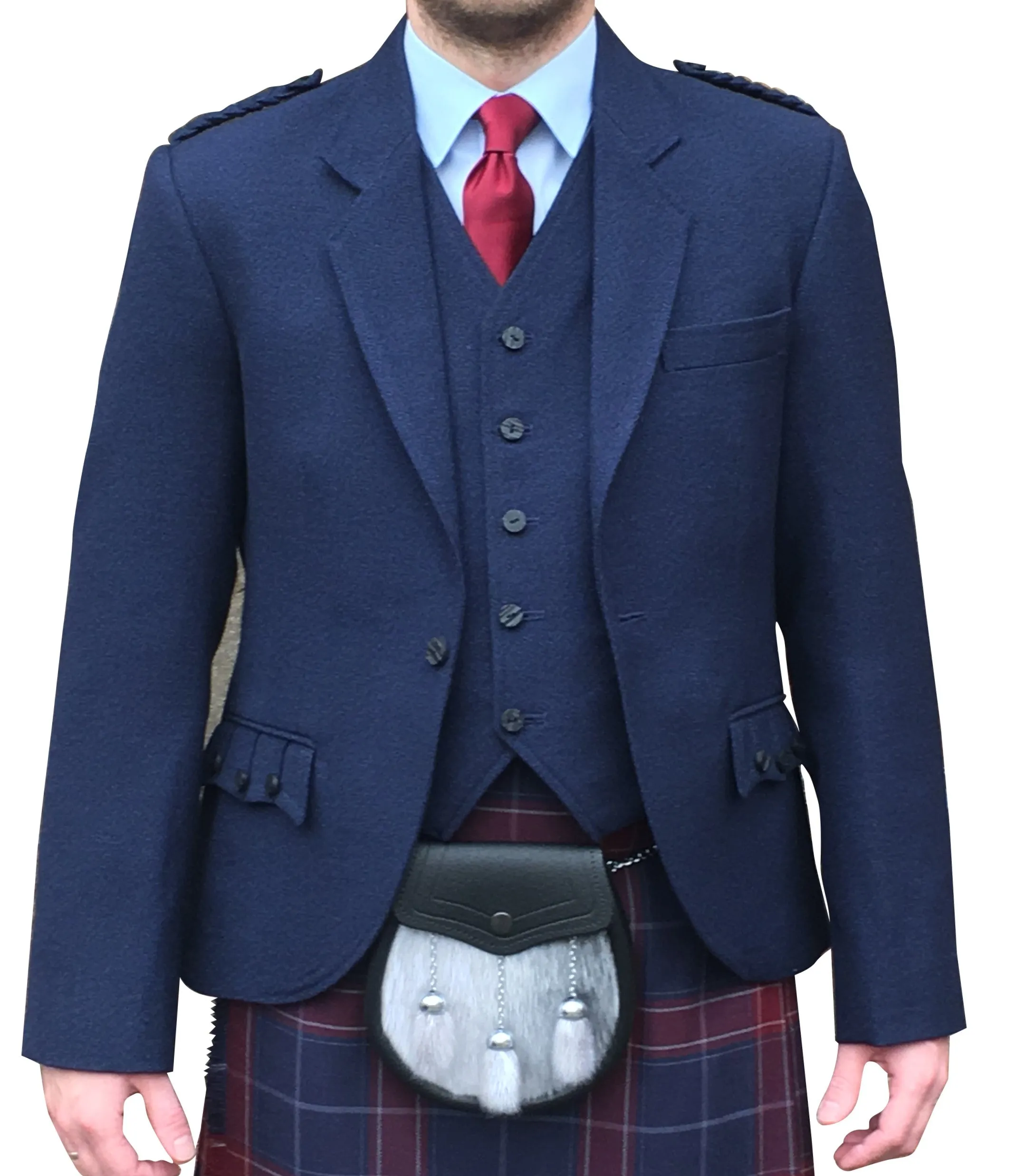 Navy arrochar tweed Crail Jacket & waistcoat