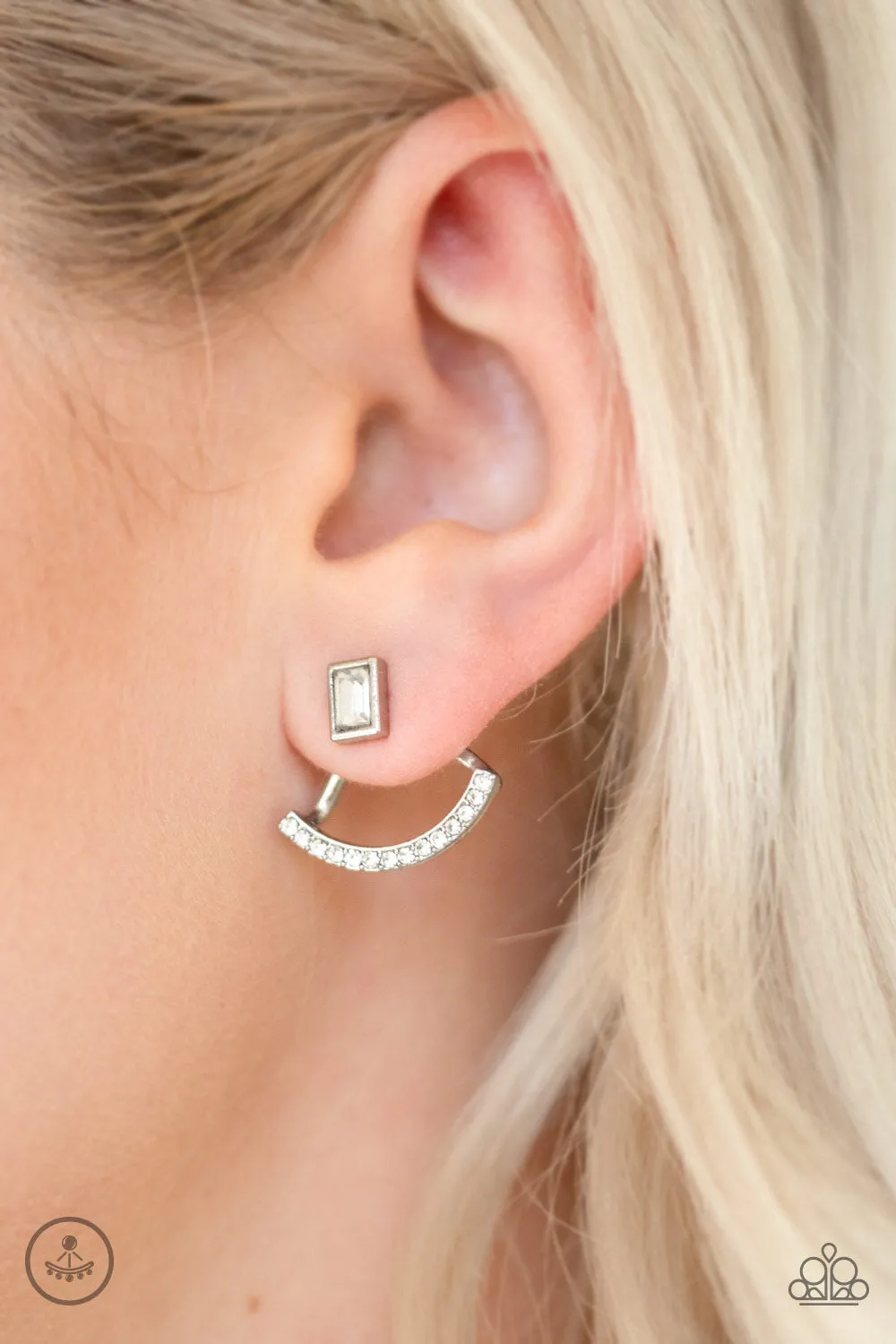 Paparazzi Delicate Arches - White Jacket Earrings