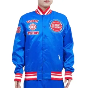 Pro Standard Detroit Pistons Retro Classic Rib Satin Jacket (Royal Blue/Red)