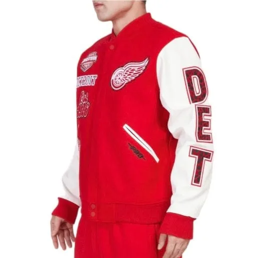 Pro Standard Detroit Red Wings Animal Print Wool Varsity Jacket (Red/White)