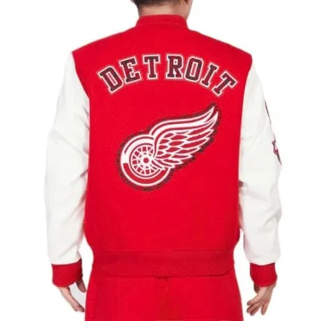 Pro Standard Detroit Red Wings Animal Print Wool Varsity Jacket (Red/White)