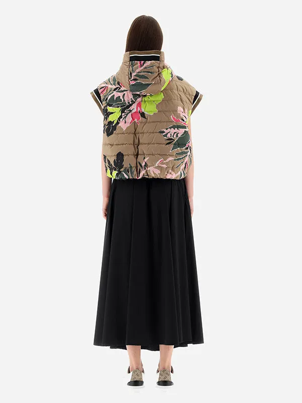 Reversible Hooded Gilet in Floral