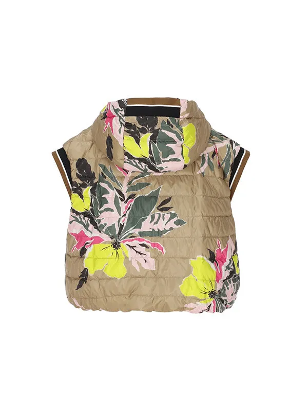 Reversible Hooded Gilet in Floral