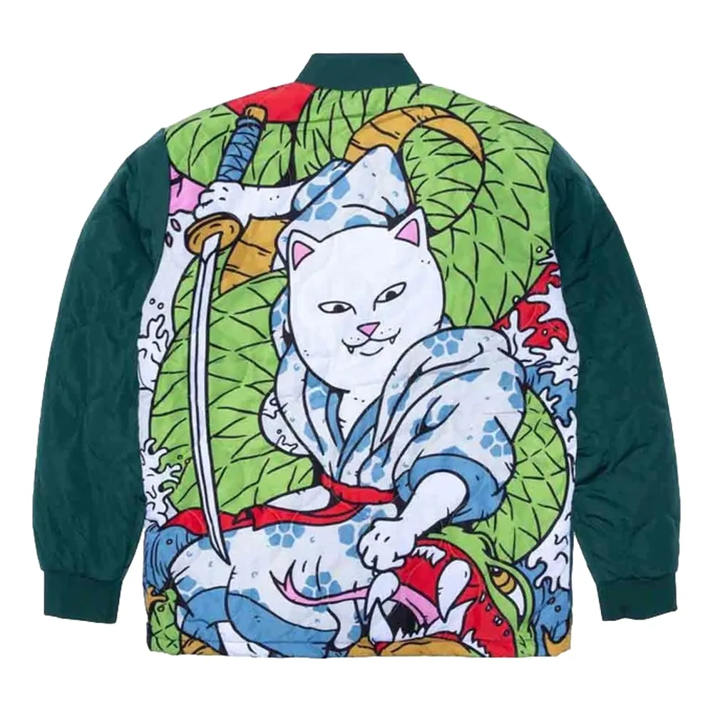 RIPNDIP NERMURARI WARRIOR QUILTED BOMBER JACKET-PINE GREEN