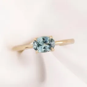 Sara Ring 1.04ct Light Blue Green Oval Montana Sapphire, 14K Yellow Gold (One of a kind)