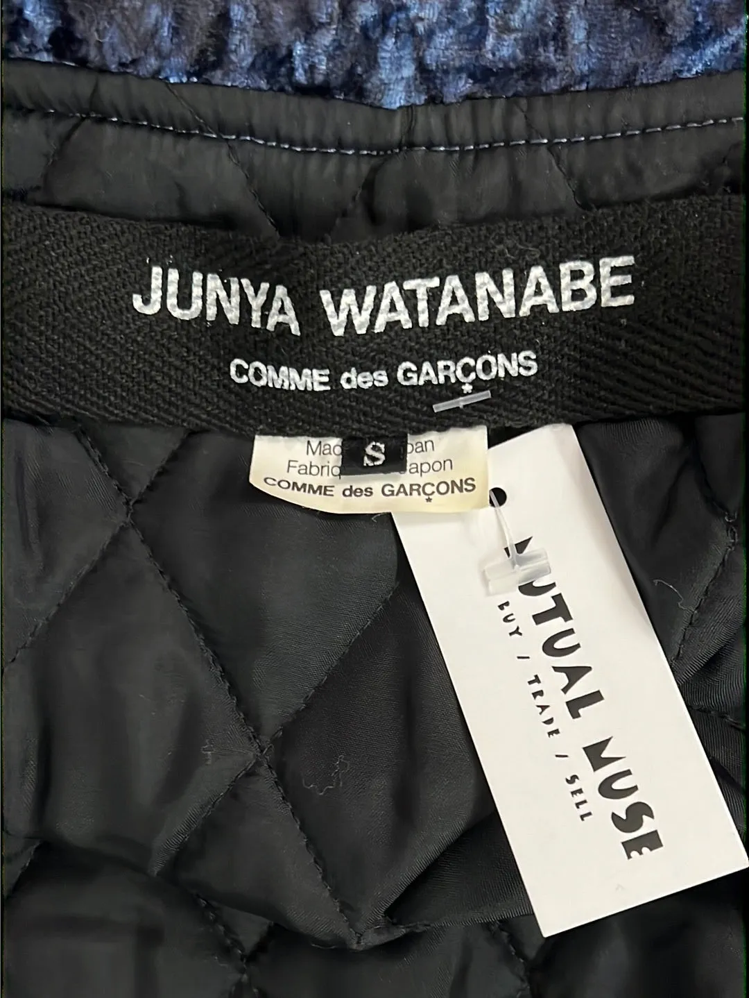 Size S - Junya Watanabe Comme des Garons Blue Crushed Velvet Moto Jacket