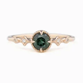 Stella Ring 5mm 0.60ct Green Queensland Sapphire 14K Rose Gold