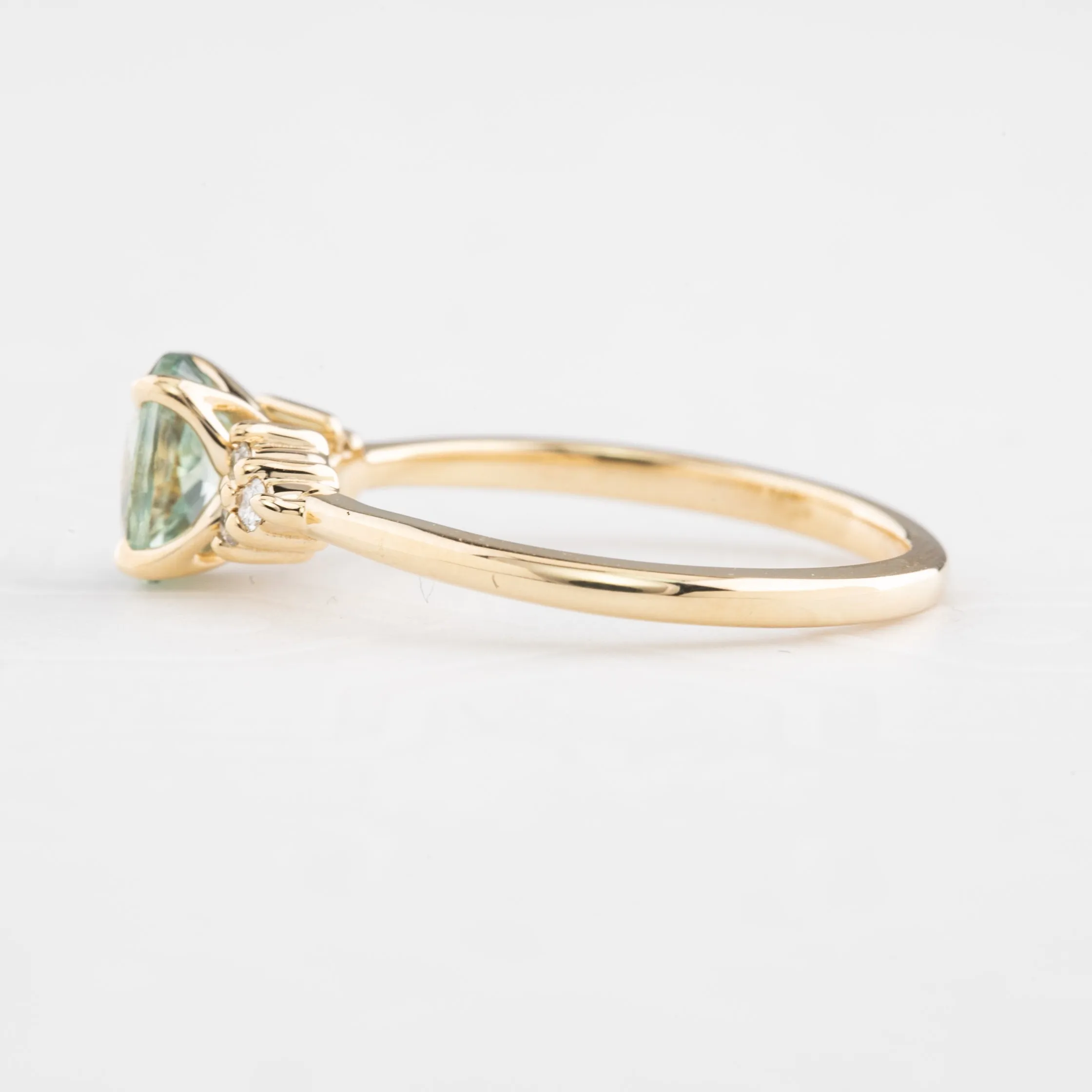 Teresa Ring 1.07ct Light Green Montana Sapphire, 14k Yellow Gold (One of a kind)