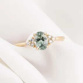 Teresa Ring 1.07ct Light Green Montana Sapphire, 14k Yellow Gold (One of a kind)