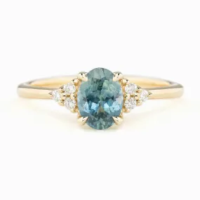 Teresa Ring 1.21ct Blue Green Montana Sapphire, 14k Yellow Gold (One of a kind)