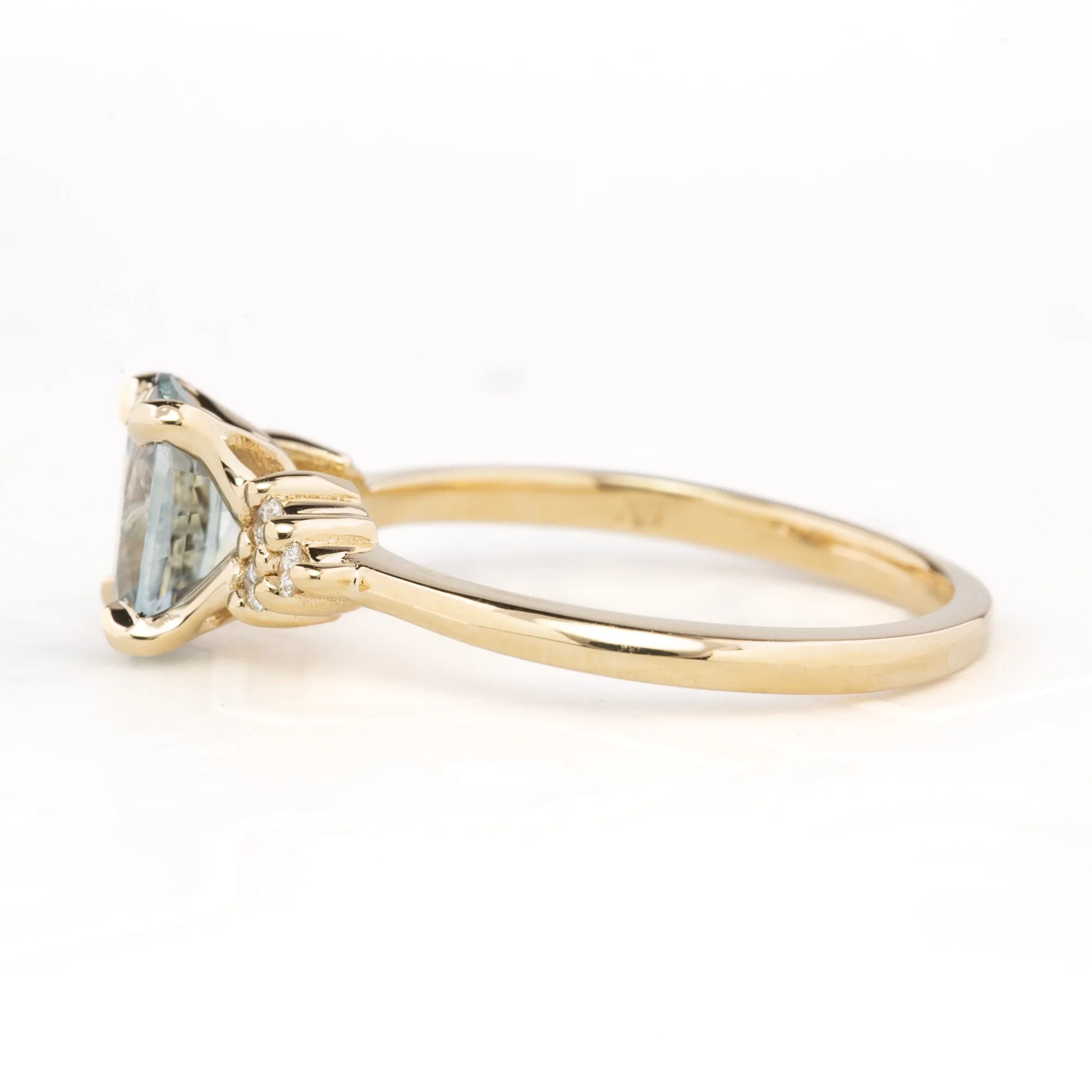 Teresa Ring 1.30ct Aqua Blue Montana Sapphire, 14k Yellow Gold (One of a kind)