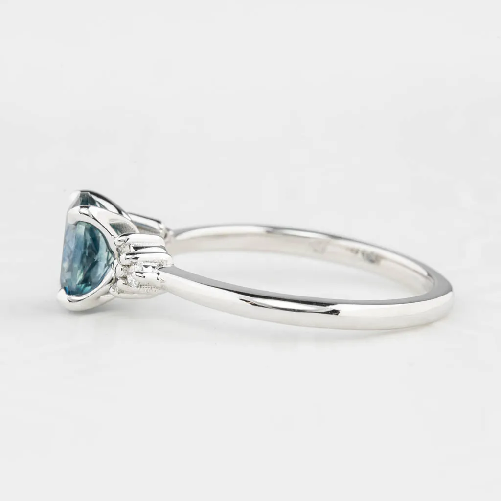 Teresa Ring 1.38ct Teal Blue Montana Sapphire, 14k White Gold (One of a kind)