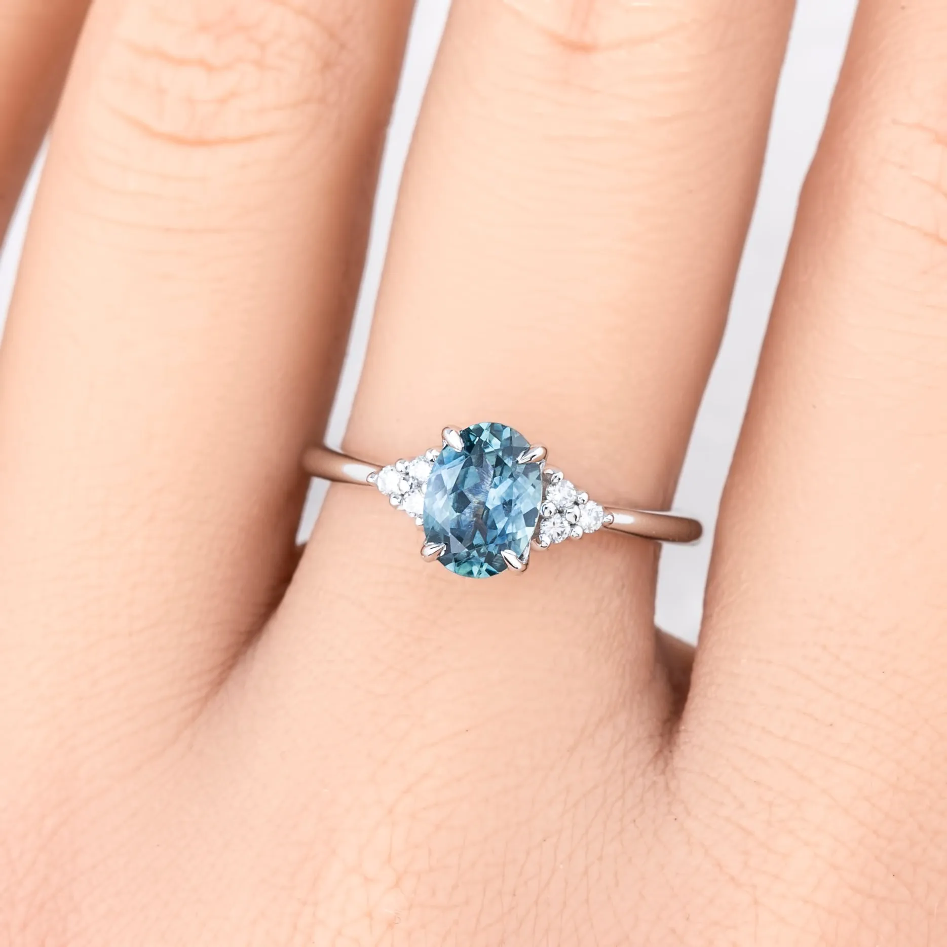 Teresa Ring 1.38ct Teal Blue Montana Sapphire, 14k White Gold (One of a kind)