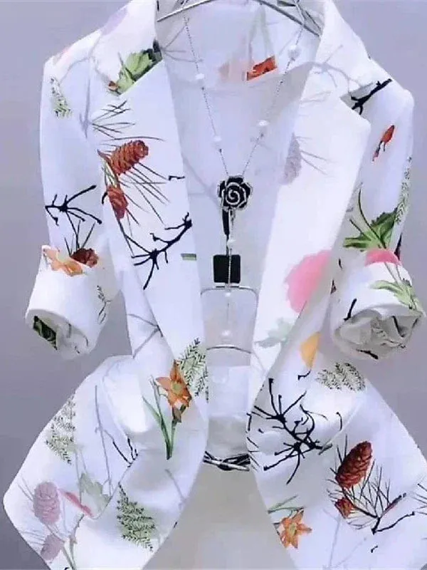 Versatile Floral Print Women's Blazer Casual Jacket